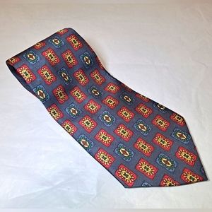 Tommy Hilfiger 💯 Italian Silk Men's Necktie 58" x 4" Blue/Red/Gold/Green "USA"